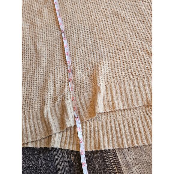 American eagle oversized waffle knit fuzzy sweater tan beige large - Picture 4 of 9